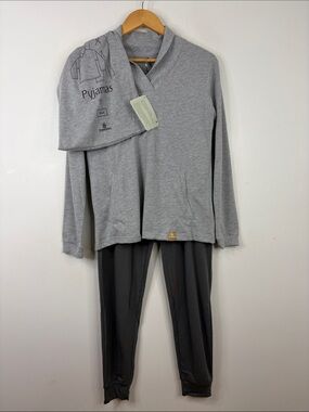 New Emirates Pajamas Womens Small Gray Long Sleeve Top Joggers Loungewear